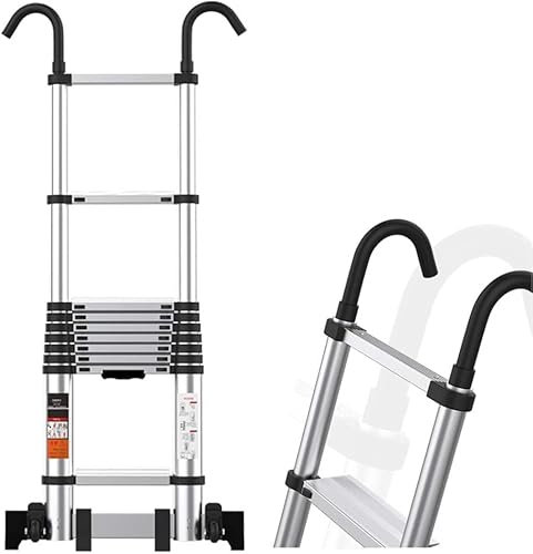 Folding Compact Telescopic Ladder Aluminum with Roof Hook, Telescoping Attic Loft Tall Ladder, 7m/6.9.8ft/5.5m/4.7m/3.5m/2.9.8ft Extension Ladder (Size : 6.9.8ft/20ft)