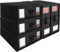 APACALI 4 Pack Bed Sheet Organiser, Bedding Storage with Handle and Clear Window, Bed Sheet Organiser Storage, Foldable Bedding Storage Box for Sheets Duvet Covers Blankets Towels, Black
