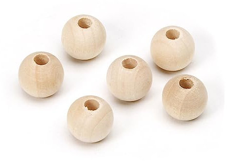 Tofficu Holzperlen Natur 20mm mit Loch 200 Stück Lose Holzperlen Runde Perlen zum Auffädeln für Schmuck Basteln und Selbstgemacht Projekte