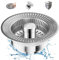 Tapon Fregadero Cocina y colador Fregadero combinación, 3 en 1 de Acero Inoxidable tapón Fregadero Cocina para desagües estándar, Protectores Ideales para Tapones Fregadero Cocina Plata