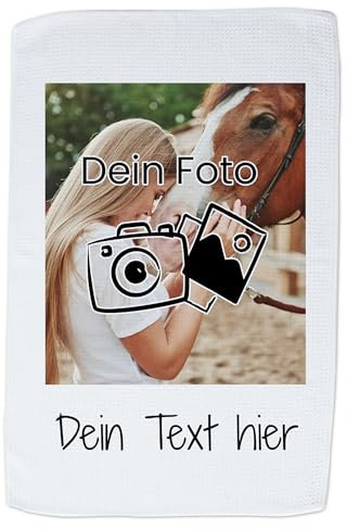 GRAZDesign Geschirrtuch mit Foto und Freitext personalisiert, Geschenk für Oma, Mama, Papa, Opa, Küchentuch zu Geburtstag Weihnachten Polyester