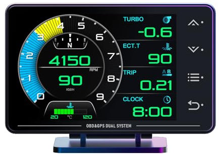 WANGZEYU Head Up Display Auto HUD GPS-Anzeige Wassertemperatur Öldruck Öltemperatur Turbolader Automodifikation Head-up-Display Head Up Display