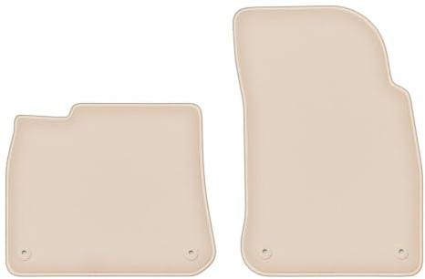 Velours-Fußmatten vorne passend für Volkswagen Touareg III 2018-, Beige | passend für SUV; geschorener Premium-Velours (100% Polypropylen), ca. 8 mm; rutschfest, runde Befestigungen (Typ AV)