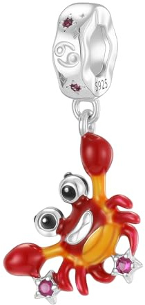 Jokmeo 925 Sterlingsilber Krebs Sternzeichen Charm Perle Anhänger, passend zu europäischen Armbändern und Halsketten, modische Damen Accessoires