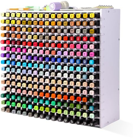 Iswawo Marker Stifte Organizer Schreibtisch, Stifthalter für Aufbewahrung Bleistifte Buntstifte Marker Kleine Künstler Schminktisch Aufbewahrungsbox aus Holz für Zuhause Büro Schule (240 Steckplätze)
