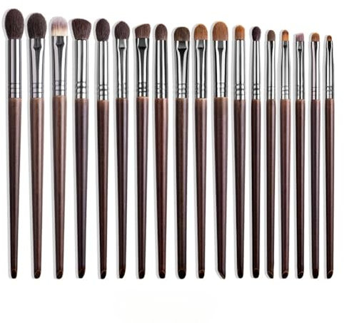 Lot de 18 pinceaux de maquillage naturels en poils de chèvre pour fard à paupières