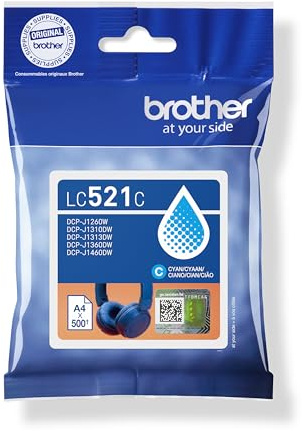 Brother LC-521C Inkjet Cartridge, Cyan, Single Pack, | includes 1 x Inkjet Cartridge, Brother Genuine Supplies, Standard