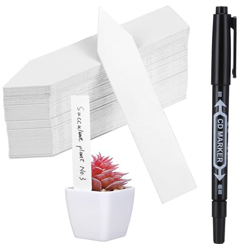 MOKKHNB 120pcs Plant Labels with Pen Durable Blank Garden Markers for Indoor Outdoor Plants Reusable Name Stakes for Herbs Flowers Vegetables Writable Surface for Easy Identification