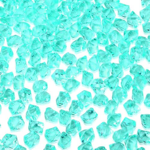500 Stück Blaugrün Acryl 14 mm Diamanten, Edelsteine für Kinder mit Box | AWARDSEN Edelsteine Blaugrün für Hochzeit, Tischdeko, Party, Aquarium, Kunsthandwerke Deko