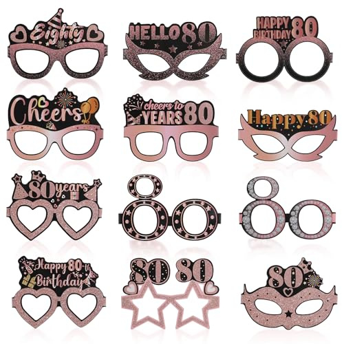 saerryor 24Pcs Birthday Glasses Birthday Decorations for Women | Happy Birthday Glasses Pink Rose Gold Black Birthday Sunglasses Photo Booth Props Party Decorations