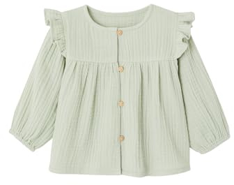 Vertbaudet Mädchen Baby Volant-Bluse mandelgrün 86