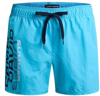 Camp David Herren Badehose mit Logo Print Aqua, L
