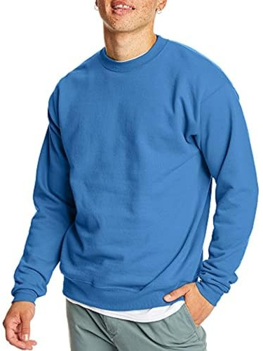 Hanes EcoSmart Fleece, Pullover Crewneck Sweatshirt, 1 Or 2 Pack Maglia di Tuta, Blu Denim, S Uomo