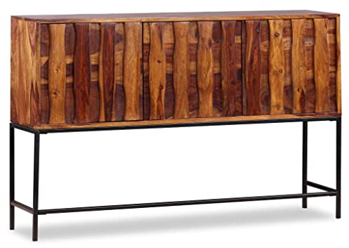 vidaXL Sheesham-Holz Massiv Sideboard mit 2 Schrankfächern Kommode Beistellschrank Mehrzweckschrank Anrichte Schrank Standschrank 120x30x80cm