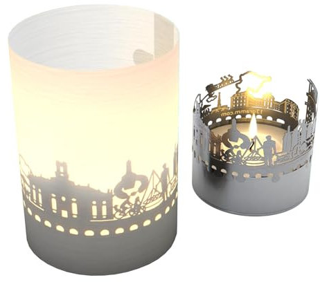 Saarbrücken Skyline Tube T-Light Schattenspiel - Magische Souvenir-Kerze für Saarbrücken Fans | Schönes Geschenk mit faszinierendem Schattenspiel