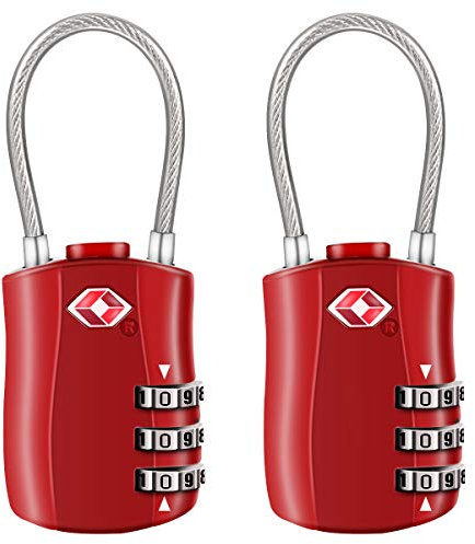 Lucchetto Valigia TSA, [2 Pcs] Diyife Lucchetto Combinazione Viaggio, Lucchetto TSA, Lucchetti per Bagagli, 3 Cifre Lucchetto Armadietto per Valigie Bagaglio Borsa Palestra Armadietti, Rosso