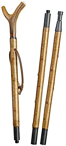 Gastrock Zielstock Haselnuss mit Hirschhorngabel dreiteilig 170 cm