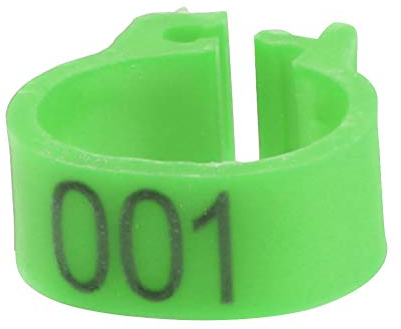 HEEPDD 6 Farben 100 Teile/Beutel 8 MM 001-100 Nummeriert Kunststoff Vogel Bein Bänder Ringe Hen Taube Bein Geflügel Taube Vogel Küken Papagei Clip Ringe Band(Grün)