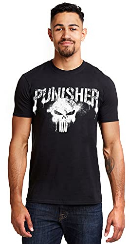 Marvel Press Men's Punisher Text T-Shirt (Pack of 1)