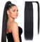 TESS Ponytail Extension Echthaar 55 cm Lang 95g Glatt Gewickelt Pferdeschwanz Haarteil Echthaar Wrap around für Frauen (55 cm-#1-Schwarz)