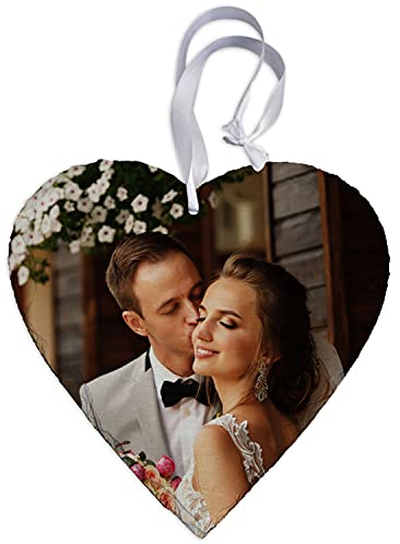 wandmotiv24 personalisiertes Schiefer-Herz, 20x20cm, Eigenes Foto groß, Liebe, Natur, Geschenk für Frauen & Männer, Deko, Hochzeit, Dekoration Wohnung modern, Geburtstagsgeschenk, Valentinstag M0591