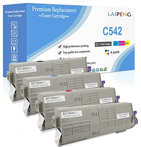 4 Farben Kompatible Tonerkartuschen C542 C532 MC563 MC573 Hohe Kapazität 7000 Seiten für Schwarz & 6000 Seiten für C M Y Für Oki Okidata Farblaserdrucker C532dn C542dn MC563dn MC573dn