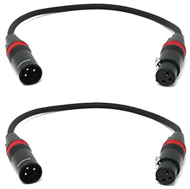Rannsgeer 2 Pack XLR Male to XLR Female 1 Feet Microphone Cable (1 Ft 2 Pack)
