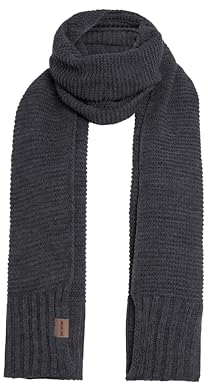KNIT FACTORY - Jamie Schal - gewalkter Wolle Strickschal - 2m lange Winterschal für Damen und Herren - Anthrazit - 200x45 cm