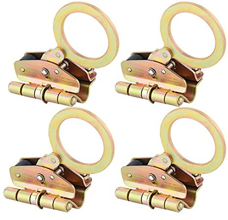 Sanmum 25KN Rope Grab Ascender Fall Protection Self-Locking Riser, 1/2 Inch-5/8 Inch Rocking Climbing Tree Arborist Mountaineering Caving Grab (Gold 4 Pieces)