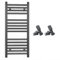 Myhomeware 300mm Wide Straight Anthracite Grey Heated Bathroom Towel Rail Radiator With Valves For Central Heating UK (With Angled Valves, 300 x 800 mm (h))