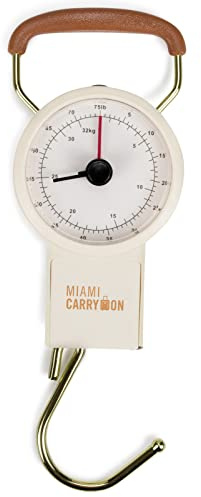 Mechanical Luggage Scale with Tape Measure, Up to 75 Pounds (Retro) - Lift Slowly