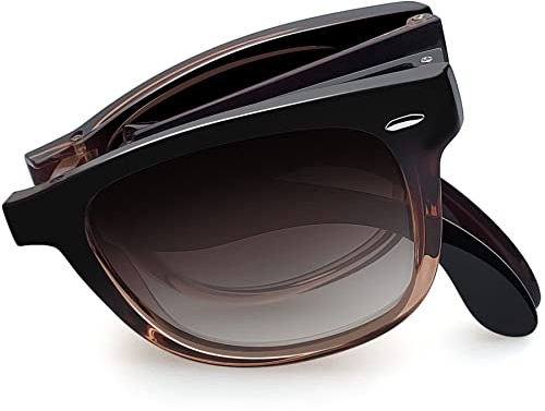 Joopin Rechteckige Faltbare Sonnenbrille Herren Polarisiert und Klassische Faltbrille Damen Braun Tragbare Faltsonnenbrille UV400 (Braun)