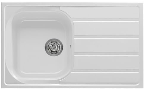 Liquida DK5WH 1.0 Bowl Composite Reversible Inset White Kitchen Sink with Waste