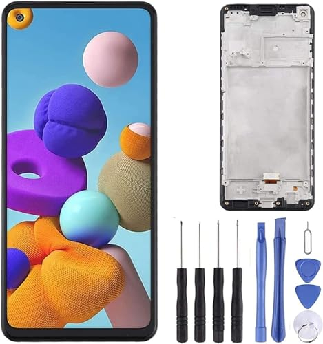 ZOETEC Bildschirm Ersatz für Samsung Galaxy A21s 6,5 Zoll SM-A217F, SM-A217M, SM-A217N LCD Display Touchscreen Digitizer Vollmontage mit Rahmen, Reparaturwerkzeug-Set (Schwarz mit Rahmen)
