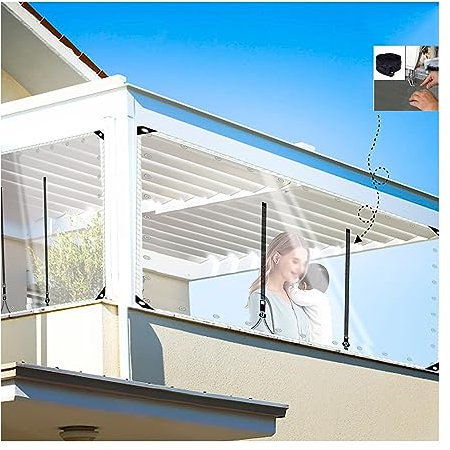 QWEASDF Transparente Plane mit ösen，Abdeckplane mit Reißverschluss 0.5mm Pflanzenschutz Regen-Vorhänge PVC Glas Klare wasserdichte Tarps Schutzplane Allzweckplane，anpassbar(H2.5xW10m/H8.2xW32.8ft)