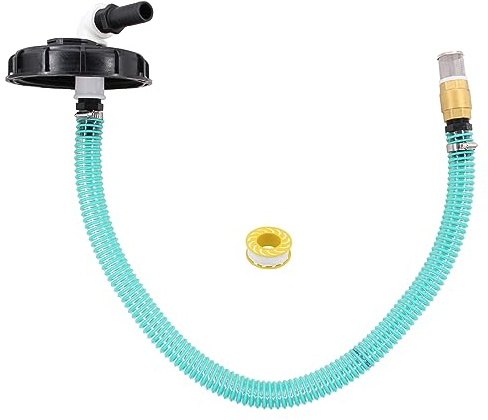 IBC Deckel DN 150 mit 1 Zoll Ansauggarnitur IBC Tank Kappe Saugschlauch Entlüftung Regentonne Tankdeckel Abdeckkappe Wassertank Deckel IBC Container Abdeckung Sauggarnitur Schlauch für Regenwassertank