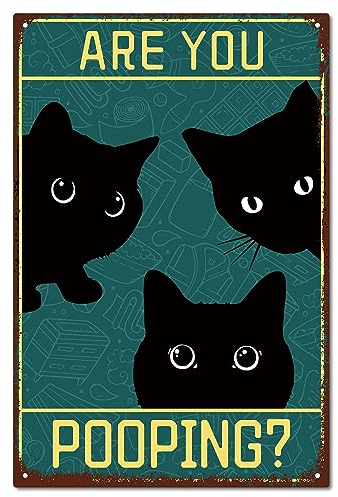 CREATCABIN Panneau Chat Noir Métal Vintage pour Salle Bain Décoration Salle Bain Toilettes Toilettes Maison Cadeau Noël 12x8(5) cm
