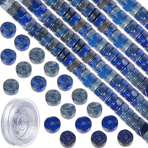 SUNNYCLUE 1 Box Mit 135 flachen Steinperlen Lapislazuli Perlen 6 mm Steinperlenkette Edelsteinperlen Heilende Energie Edelstein Abstandshalter Lose Perlen Für Die Schmuckherstellung DIY Ohrringe Armb