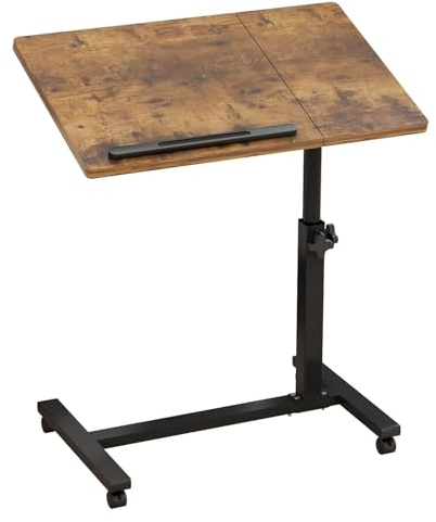 GHBXJX Over Bed Table with Wheels, Overbed Bedside Desk with Height Adjustable, Mobile Rolling Laptop Stand Tilting Overbed Table, Hospital Bed Table Tray Table for Laptop Bed Sofa Side Table, Brown