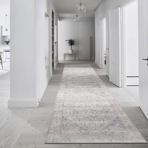 Homcomodar Tapis Couloir Long 80x300cm Tapis Passage Poil Ras Tapis Lavable en Machine Tapis de Cuisine Antidérapant Tapis D'entrée Descente de Lit Chambre Adulte