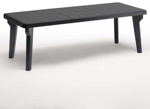 Tomaino - Table de jardin extensible en plastique Berg160/220 x 90 x 74h cm - Table d'extérieur avec rallonge (new anthracite)