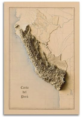 UNSGA Peru-Karte, Vintage-Reliefkarten-Poster, dekorative Malerei, Leinwand, Wandposter und Kunstdruck, moderne Familienschlafzimmer-Dekoration, Poster, 30 x 45 cm