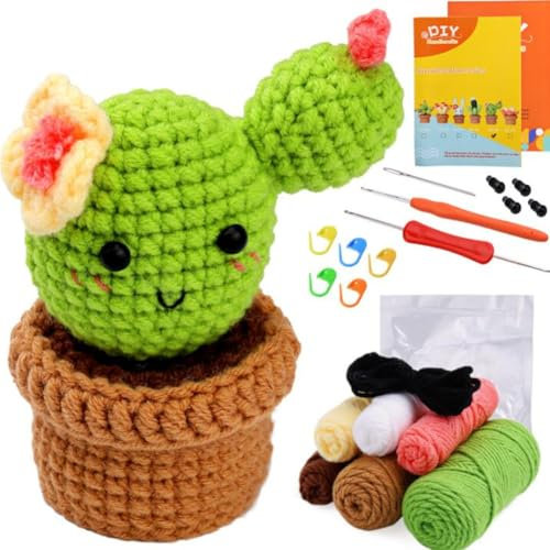 Tutoy Kit per uncinetto cactus succulento, materiali decorativi per vasi di piante in filato