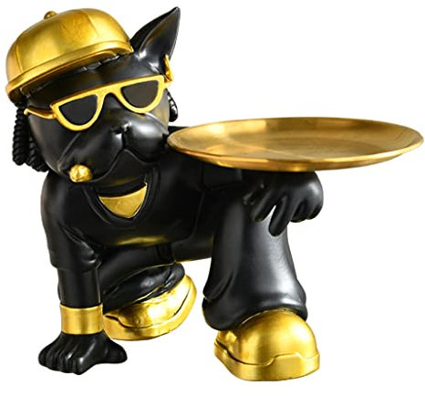 SADEW Dekorative Tabletts, Couchtisch-Dekoration, Schlüsseltablett, Tanzender Hund, Statue, Skulptur, goldenes Parfüm-Tablett, Schlüsselschale, Schmuckschale, Tablett, Veranda-Ornamente, Telefon,