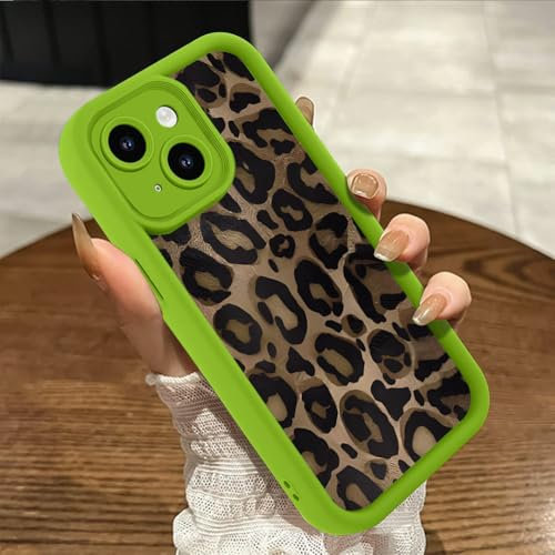 Genmoral Compatible with iPhone 11 6.1 Inch Matte Case,Leopard Pattern Print Shockproof Cover, Soft Case TPU Protective Shell for Women Girls, Anti Scratch Phone Case Green