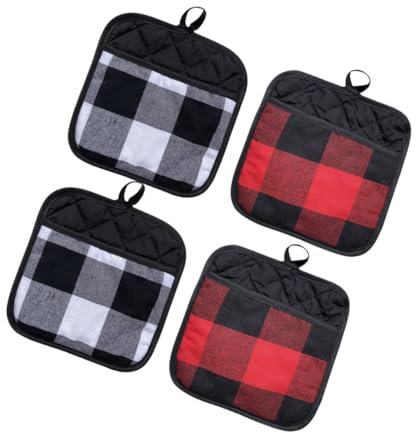 PAMINGONO 4pcs Thermal Insulation Oven Mitts Long Oven Gloves Grey Pot Holder Pocket Heat Resistant Gloves for Kitchen Baking