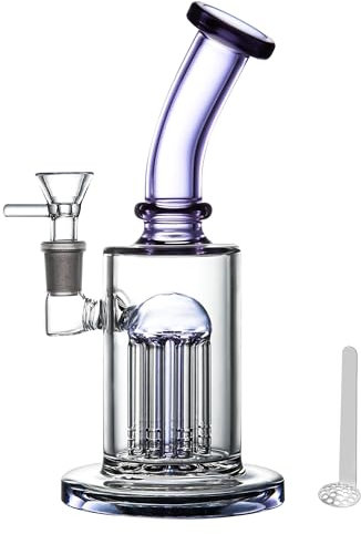 Masenyee 8inch Glas Bong mit Hurricane Filter, 14,5mm Schüssel und Sieb, Kompakte Rauchglas Bong, Robustes und dickes Glas, Chillum Glas Rig, Soft-Clean-Smooth Hit - Galaxy Purple