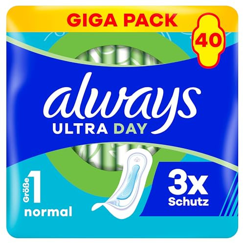 Always Ultra Day Damenbinden Normal (Größe 1) 40 Stück, Super Saugfähig Und Ultra Dünn, Für Die Periode
