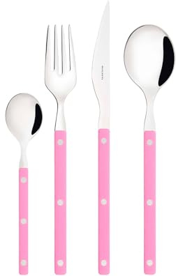 BUGATTI, Allegra, Set Posate 24 pezzi in Acciaio Inox 18/10, Set Posate 6 persone composto da 6 cucchiai, 6 forchette, 6 coltelli e 6 cucchiaini in scatola regalo con finestra (Rosa)