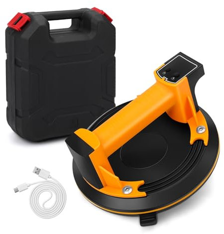 Elevador de succión con batería para azulejos, 20 cm, vacío eléctrico, ventosa de cristal, elevador de vacío para superficies rugosas y lisas, potencia de succión de 150 kg, batería de 1500 mAh